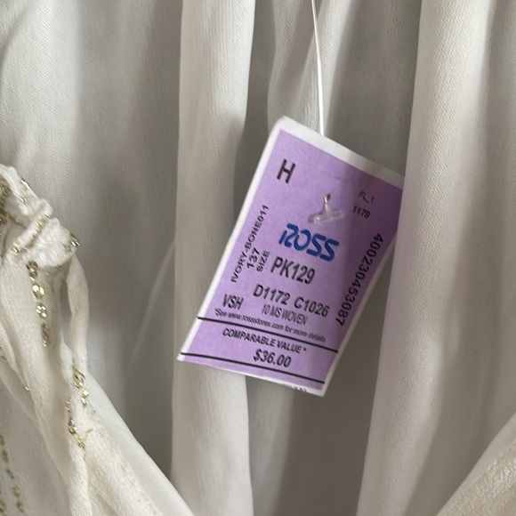 Calligraphie XL Sheer Blouse Women Top White Gold - Picture 3 of 12